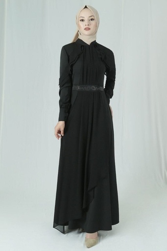 [1103001-Black-38] Elegant Abaya With Strass